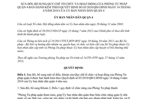 Quyết định 01/2014/QĐ-UBND Quy chế tổ chức hoạt động Phòng Tư pháp quận 4 QĐ03/2010