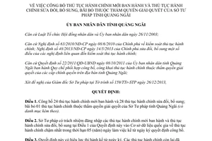 Quyết định 03/QĐ-UBND 2014 thủ tục hành chính mới sửa đổi bãi bỏ Sở Tư pháp Quảng Ngãi
