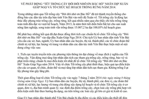 Chỉ thị 01/CT-UBND năm 2014 Tết trồng cây dịp Xuân Giáp Ngọ kế hoạch trồng rừng Yên Bái