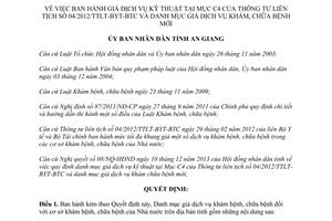 Quyết định 01/2014/QĐ-UBND giá dịch vụ kỹ thuật khám chữa bệnh mới An Giang