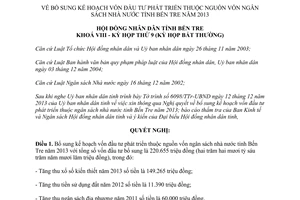 Nghị quyết 01/2014/NQ-HĐND kế hoạch vốn đầu tư phát triển thuộc ngân sách nhà nước Bến Tre năm 2013