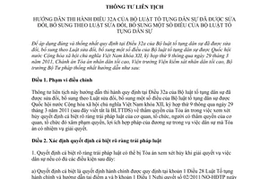 Thông tư liên tịch 01/2014/TTLT-TANDTC-VKSNDTC-BTP hướng dẫn Điều 32a Bộ luật tố tụng dân sự