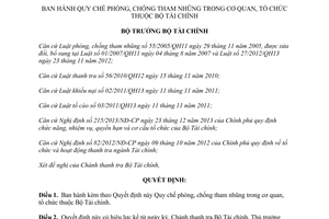 Quyết định 45/QĐ-BTC năm 2014 Quy chế phòng chống tham nhũng cơ quan tổ chức