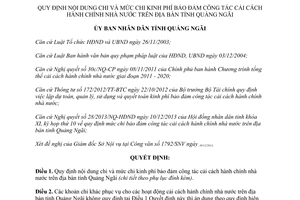 Quyết định 01/2014/QĐ-UBND chi kinh phí bảo đảm công tác cải cách hành chính nhà nước Quảng Ngãi