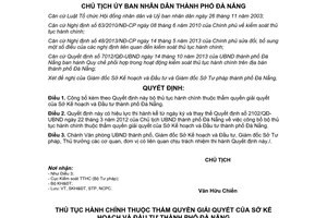 Quyết định 108/QĐ-UBND 2014 công bố bộ thủ tục hành chính của Sở Kế hoạch Đầu tư Đà Nẵng