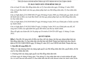 Quyết định 01/2014/QĐ-UBND sửa đổi Quy chế xây dựng văn bản pháp luật Bình Thuận