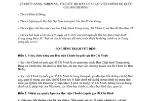 Quyết định 224-QĐ/TW năm 2014 chức năng nhiệm vụ tổ chức Học viện Chính trị quốc gia Hồ Chí Minh