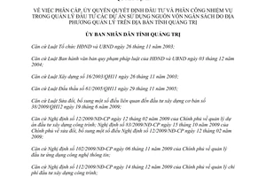 Quyết định 02/2014/QĐ-UBND về phân cấp quyết định đầu tư phân công quản lý đầu tư Quảng Trị