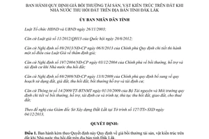 Quyết định 01/2014/QĐ-UBND giá bồi thường tài sản vật kiến trúc khi nhà nước thu hồi đất Đắk Lắk