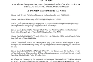 Quyết định 65/QĐ-UBND 2014 ứng phó biến đổi khí hậu nước biển dâng Hải Phòng đến 2025