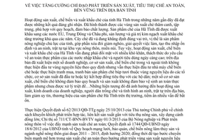 Chỉ thị 04/CT-UBND năm 2014 phát triển sản xuất tiêu thụ chè an toàn bền vững Hà Tĩnh