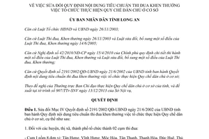 Quyết định 03/2014/QĐ-UBND tiêu chuẩn thi đua khen thưởng dân chủ ở cơ sở Long An