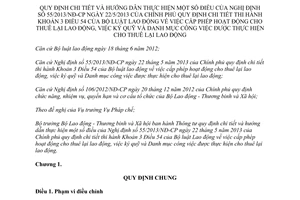 Thông tư 01/2014/TT-BLĐTBXH hướng dẫn NĐ 55/2013/NĐ-CP cấp phép cho thuê lại lao động