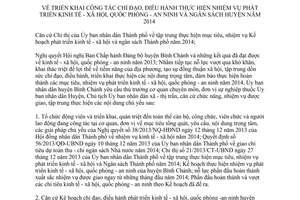 Chỉ thị 01/2014/CT-UBND điều hành phát triển kinh tế xã hội quốc phòng an ninh ngân sách Bình Chánh