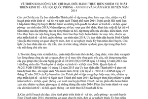 Chỉ thị 01/2014/QĐ-UBND phát triển kinh tế xã hội quốc phòng an ninh ngân sách Bình Chánh Hồ Chí Minh