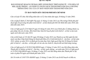 Quyết định 01/2014/QĐ-UBND Kế hoạch chỉ đạo phát triển kinh tế VHXH QPAN Hồ Chí Minh