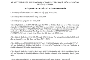 Quyết định 87/QĐ-UBND thành lập Khu bảo tồn các loài hạt trần quý hiếm Nam Động Thanh Hóa 2014