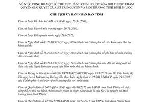 Quyết định 38/QĐ-UBND 2014 thủ tục hành chính sửa đổi Sở Tài nguyên Môi trường Bình Phước