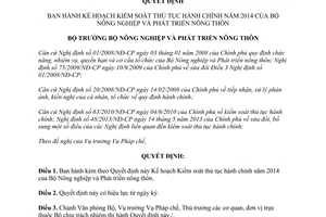 Quyết định 36/QĐ-BNN-PC năm 2014 Kế hoạch Kiểm soát thủ tục hành chính