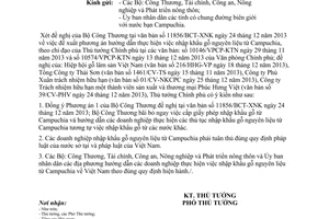 Công văn 17/TTg-KTN năm 2014 nhập khẩu gỗ nguyên liệu từ Campuchia