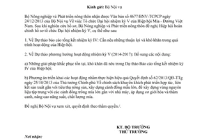 Công văn 15/BNN-TCCB năm 2014 tổ chức Đại hội nhiệm kỳ V Hiệp hội Mía Đường