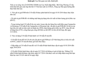 Công văn 139/TCHQ-GSQL năm 2014 hướng dẫn quy định mới C/O mẫu D