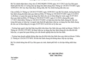 Công văn 272/BTC-TCHQ năm 2014 áp dụng bảo lãnh chung