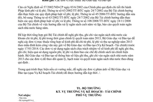 Công văn 84/BGDĐT-KHTC năm 2014 hướng dẫn ghi thu chi phí lệ phí giáo dục