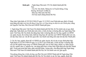 Công văn 147/VP-KT năm 2014 thực hiện Nghị định 222/2013/NĐ-CP thanh toán bằng tiền mặt