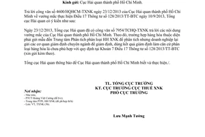 Công văn 269/TCHQ-TXNK năm 2014 hướng dẫn Điều 17 TT 128/2013/TT-BTC