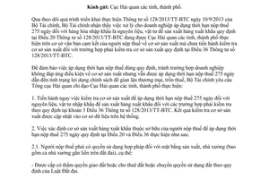 Công văn 437/BTC-TCHQ thực hiện kiểm tra cơ sở sản xuất Điều 20 36 Thông tư 128/2013/TT-BTC