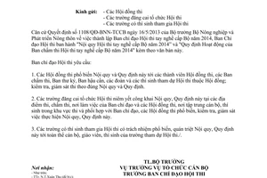 Công văn 144/BNN-TCCB năm 2014 Nội quy Hội thi quy định hoạt động Ban chấm thi 2014