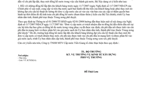 Công văn 21/BXD-KTXD 2014 hướng dẫn chi phí lắp đặt thay mới đồng hồ nước cấu thành giá nước