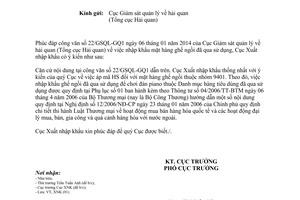 Công văn 027/XNK-TH năm 2014 nhập khẩu mặt hàng ghế đã qua sử dụng chơi đàn piano