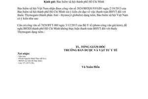 Công văn 162/BHXH-DVT năm 2014 thanh toán bảo hiểm y tế thuốc Thymogam dạng tiêm