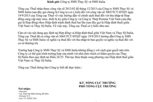 Công văn 183/TCT-HTQT năm 2014 áp dụng Hiệp định thuế Việt Nam - Thụy Sỹ Việt Nam - Italia