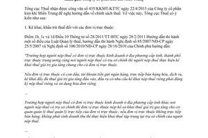 Công văn 234/TCT-KK năm 2014 chính sách thuế