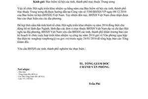 Công văn 225/BHXH-VP năm 2014 tổ chức Hội nghị triển khai nhiệm vụ 2014