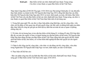 Công văn 224/BHXH-VP năm 2014 chuẩn bị đón Tết 2014