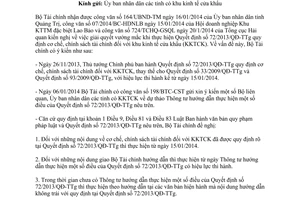 Công văn 1207/BTC-CST năm 2014 cơ chế chính sách khu kinh tế cửa khẩu