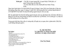 Công văn 272/BNV-ĐT năm 2014 đăng tải Tài liệu bồi dưỡng ngạch chuyên viên cao cấp