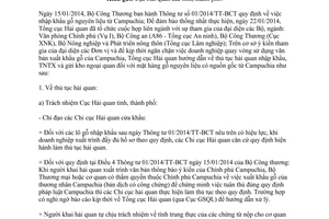Công văn 912/TCHQ-GSQL năm 2014 thực hiện Thông tư 01/2014/TT-BCT