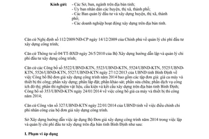 Công văn 65/SXD-QLXD năm 2014 hướng dẫn áp dụng Bộ đơn giá xây dựng công trình Bình Định