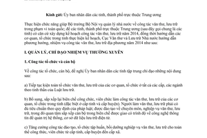 Công văn 60/VTLTNN-NVĐP công tác văn thư lưu trữ năm 2014 tỉnh thành phố thuộc Trung ương
