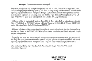 Công văn 277/BNN-TCTL năm 2014 báo cáo kiểm định lập phương án phòng chống lũ lụt