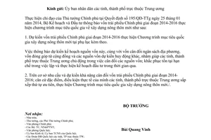 Công văn 561/BKHĐT-KTNN năm 2014 thông báo vốn trái phiếu chính phủ xây dựng nông thôn mới