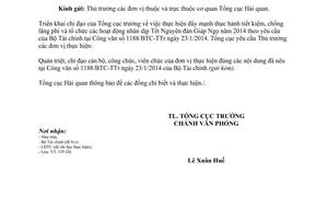 Công văn 1000/TCHQ-VP năm 2014 đẩy mạnh tiết kiệm chống lãng phí tổ chức hoạt động dịp Tết 2014