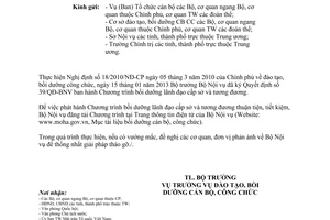 Công văn 313/BNV-ĐT 2014 đăng tải Chương trình bồi dưỡng lãnh đạo cấp sở tương đương