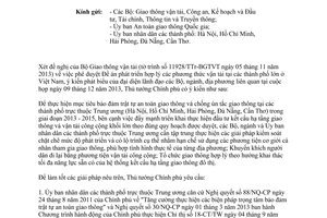 Công văn 148/TTg-KTN năm 2014 giải pháp phát triển vận tải thành phố lớn