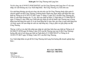 Công văn 060/XNK-TMQT năm 2014 tạm nhập tái xuất khoáng sản